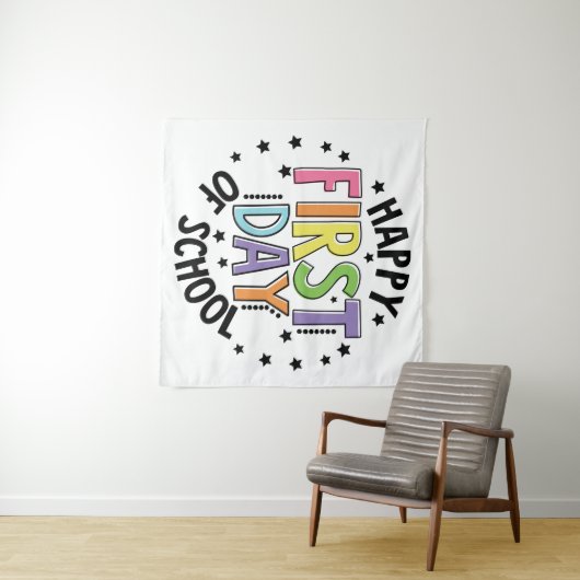 Tenture Joyeux Premier Jour De L'École Enseignant Éducatio (En situation (horizontale))