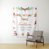 Tenture Joyeux Quelle Amusement Premier Noël Anniversaire  (En situation)