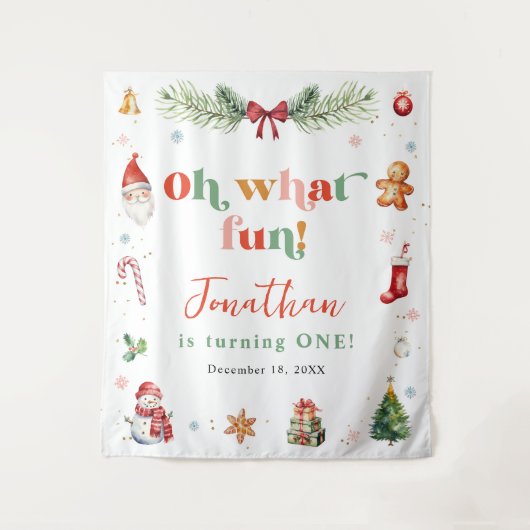 Tenture Joyeux Quelle Amusement Premier Noël Anniversaire  (Devant)