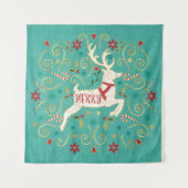 Tenture Joyeux renne de Teal de vacances (Devant (Horizontal))