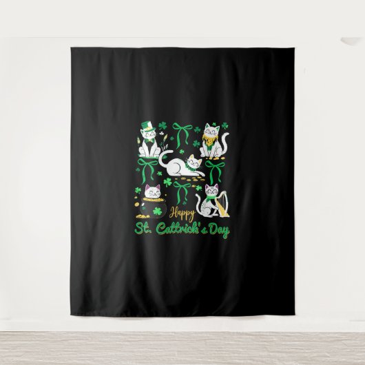 Tenture Joyeux St Cattrick's Day Coquette Bow Chat St Patr (Devant)