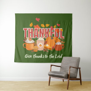 Tenture Joyeux Thanksgiving REMERCIEMENTS Citrouille Chrét