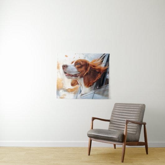 Tenture Joyful Dog in the Wind Art Print (En situation (horizontale))