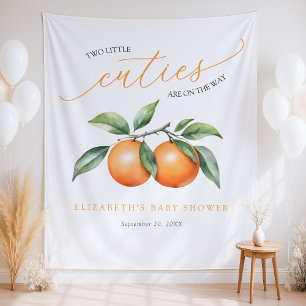 Tenture Jumeaux Baby shower orange arrière-plan