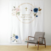 Tenture Jumeaux Chic Fleurs Rose Fleurie Baptême Accessoir (En situation)