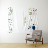 Tenture Jumeaux Fleurs Rose Bleu 1er Anniversaire Baptême  (En situation (horizontale))