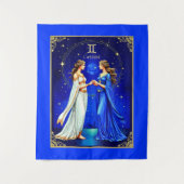 Tenture Jumeaux Gemini sous un ciel étoilé (Devant)