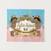 Tenture Jumeaux royaux africains Prince|Princesse Rose|Ble (Devant (Horizontal))