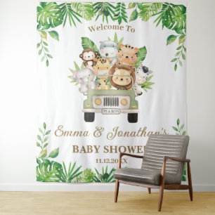 Tenture Jungle Animaux Safari Baby shower de voiture Conte