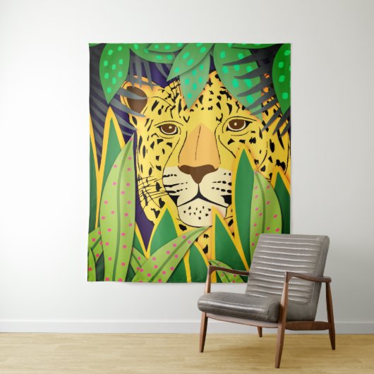 Tenture Jungle Chat No. 5 Grand (En situation)