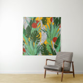 Tenture Jungle d'été : Motif de palmier lumineux. (En situation)