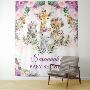 Tenture Jungle tropicale Baby shower d'animaux sauvages