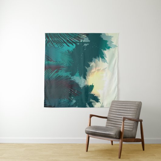 Tenture Jungle tropicale : Paysage matinal Vintage. (En situation (horizontale))