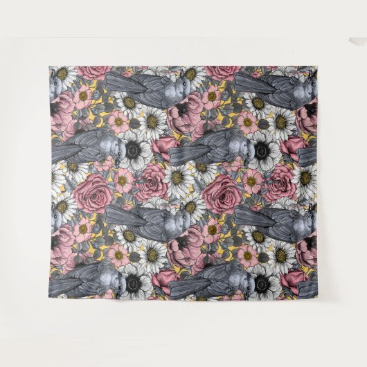 Tenture Jus gris et fleurs (Devant (Horizontal))