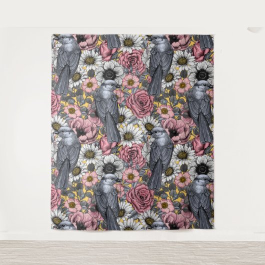 Tenture Jus gris et fleurs (Devant)