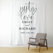 Tenture Just Love Black and White Mariage Photo fond (En situation)