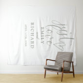 Tenture Just Love Script Sage Vert Mariage Photo fond (En situation (horizontale))