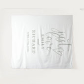 Tenture Just Love Script Sage Vert Mariage Photo fond (Devant (Horizontal))