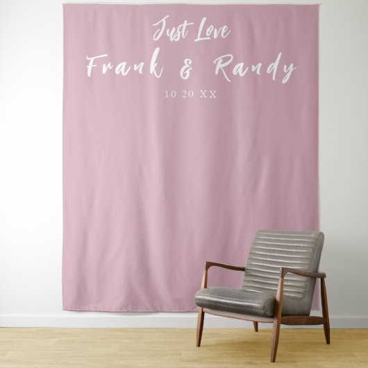 Tenture Just Love Simple Dusty Rose fond de Mariage (En situation)