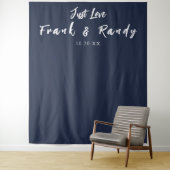 Tenture Just Love Simple Navy Blue Mariage fond d'écran (En situation)