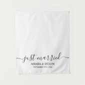Tenture Just Married Script Fabric Car Banner Wedding Sign (Devant)