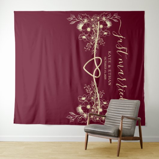 Tenture Juste Marié Mariage Photo Booth Backdrop (En situation (horizontale))