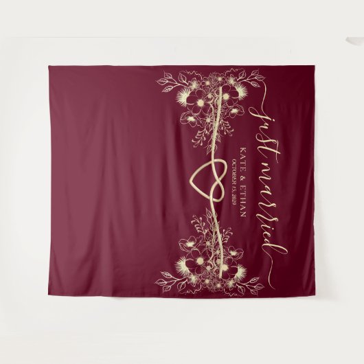 Tenture Juste Marié Mariage Photo Booth Backdrop (Devant (Horizontal))