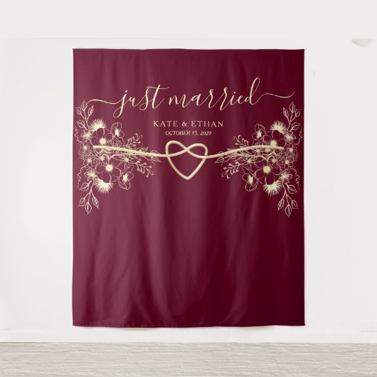 Tenture Juste Marié Mariage Photo Booth Backdrop (Devant)