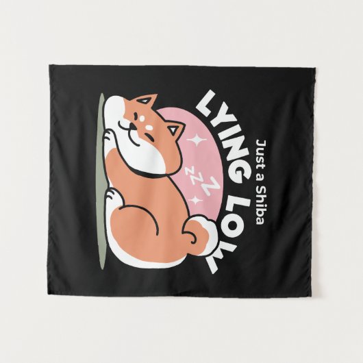 Tenture Juste un Shiba allongé bas : mignonne conception S (Devant (Horizontal))