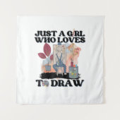 Tenture Juste une fille qui aime dessiner (Devant)