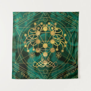 Tenture Kabbalah l'arbre de vie - Malachite
