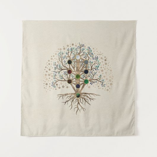Tenture Kabbalah L'arbre de vie sur toile (Devant)