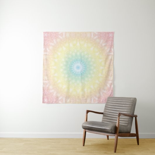 Tenture Kaleidoscopic summer circle mosaic print pastel (En situation (horizontale))