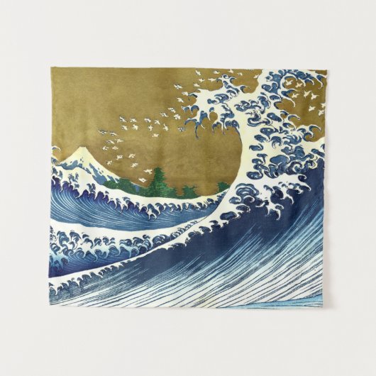 Tenture Katsushika Hokusai - Grande vague colorée (Devant (Horizontal))