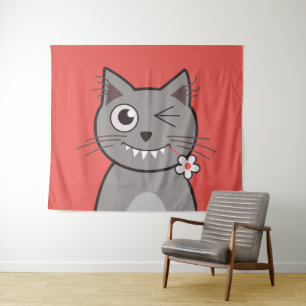 Tenture Kawaii chat mignon dessin animé kitty