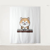 Tenture Kawaii Chien mignon Jouer Piano Clavier (Devant)
