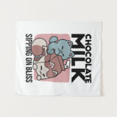 Tenture Kawaii Chocolate Milk Cat – Cozy Drink & Cuteness  (Devant (Horizontal))