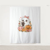 Tenture Kawaii Ghost Halloween Chat noir Citrouille Chat c (Devant)