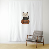 Tenture Kawaii Halloween Chat et citrouille T-shirt surdim (En situation)