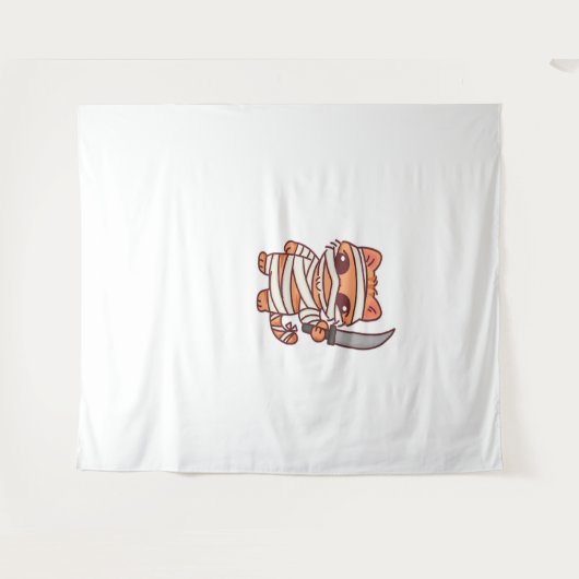 Tenture Kawaii Halloween chat maman avec épée classique T- (Devant (Horizontal))