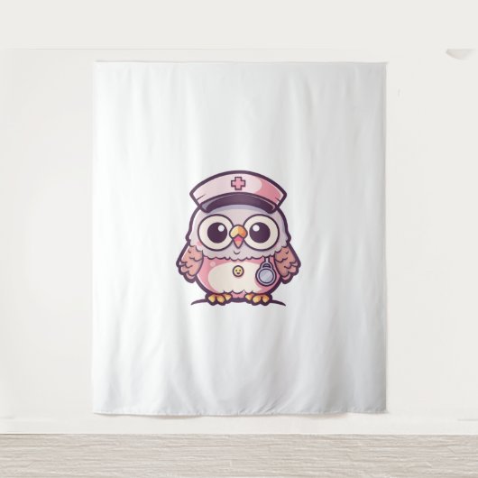 Tenture Kawaii Owl comme infirmière (Devant)