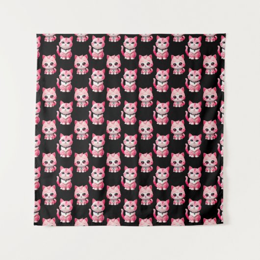 Tenture Kawaii Rose Kitty Cats Design (Devant)