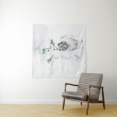 Tenture Keeshond Noël Snowman Peinture Chien Art (En situation)