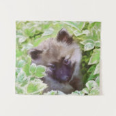 Tenture Keeshond Puppy in the Garden Peinture Art original (Devant (Horizontal))