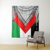 Tenture Keffiyeh Écharpe palestinienne tissu traditionnel (En situation)