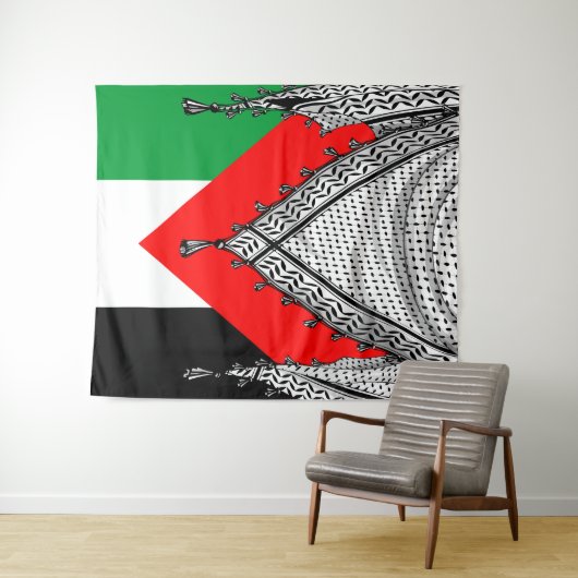 Tenture Keffiyeh Écharpe palestinienne tissu traditionnel (En situation (horizontale))