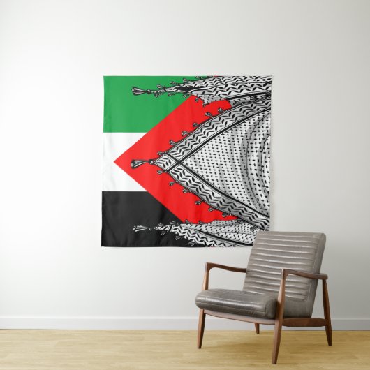 Tenture Keffiyeh Écharpe palestinienne tissu traditionnel (En situation (horizontale))