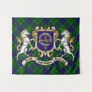 Tenture Keith Clan Badge & Unicorns avec Tartan
