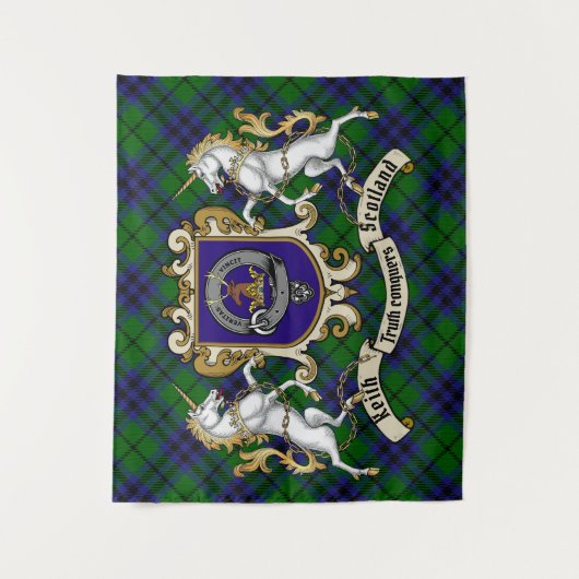 Tenture Keith Clan Badge & Unicorns avec Tartan (Devant)