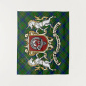 Tenture Kennedy Clan Badge & Unicorns avec Tartan (Devant)